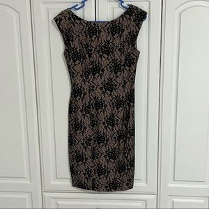 French Connection // Black & Nude Lace-Pattern Dress